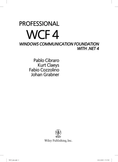 WCF 4: Windows Communication Foundation и .NET 4 для профессионалов