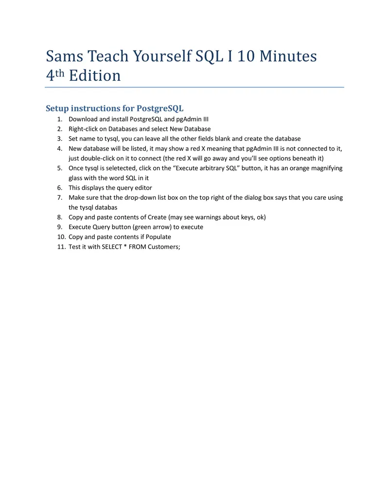 Sams Teach Yourself SQL in 10 Minutes, 4th Edition